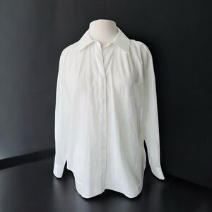 KHAITE Shirred Back Classic Cotton Blouse Size Small